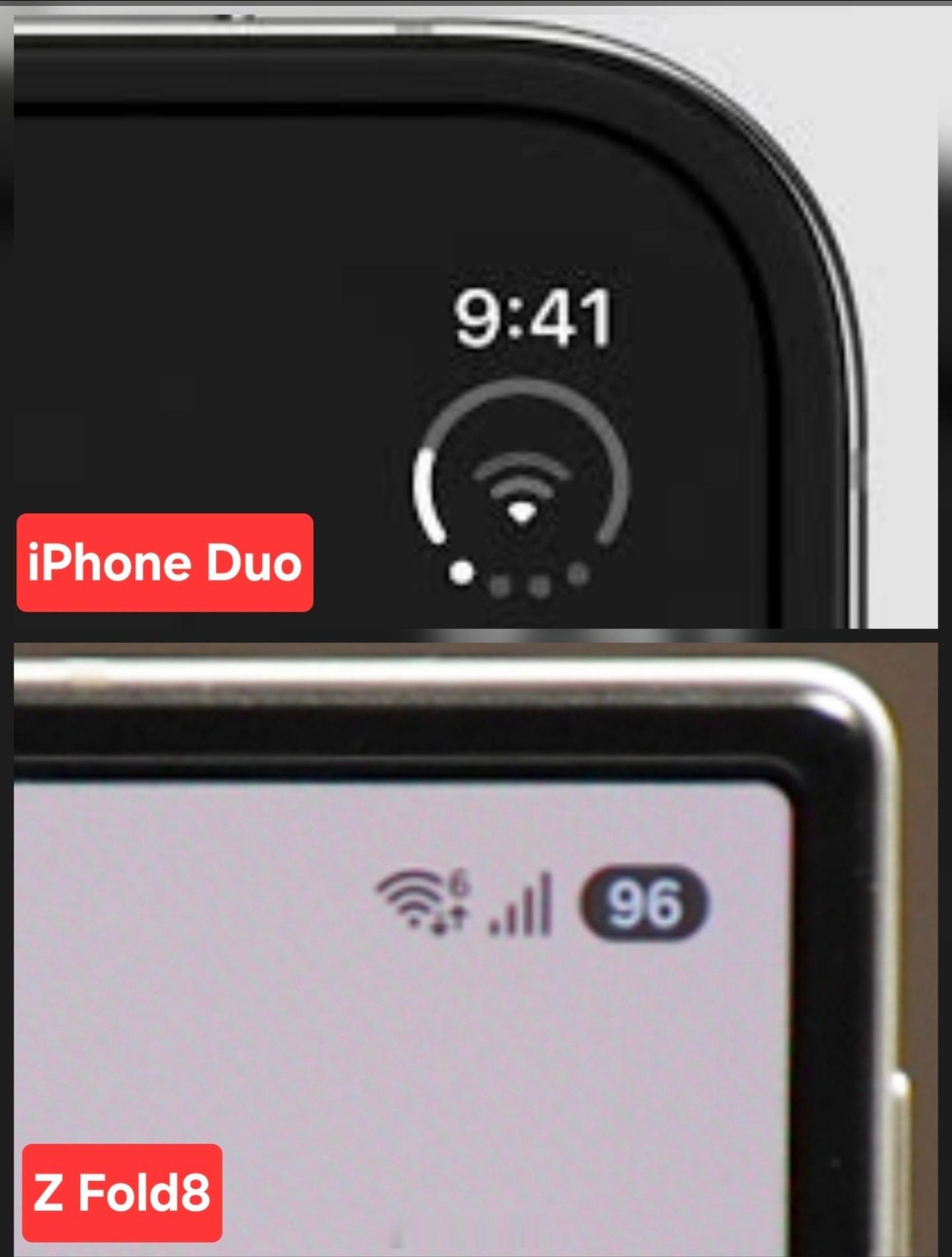 iPhoneDuovs三星ZFold8状态栏图标苹果通过合并图标的设计，