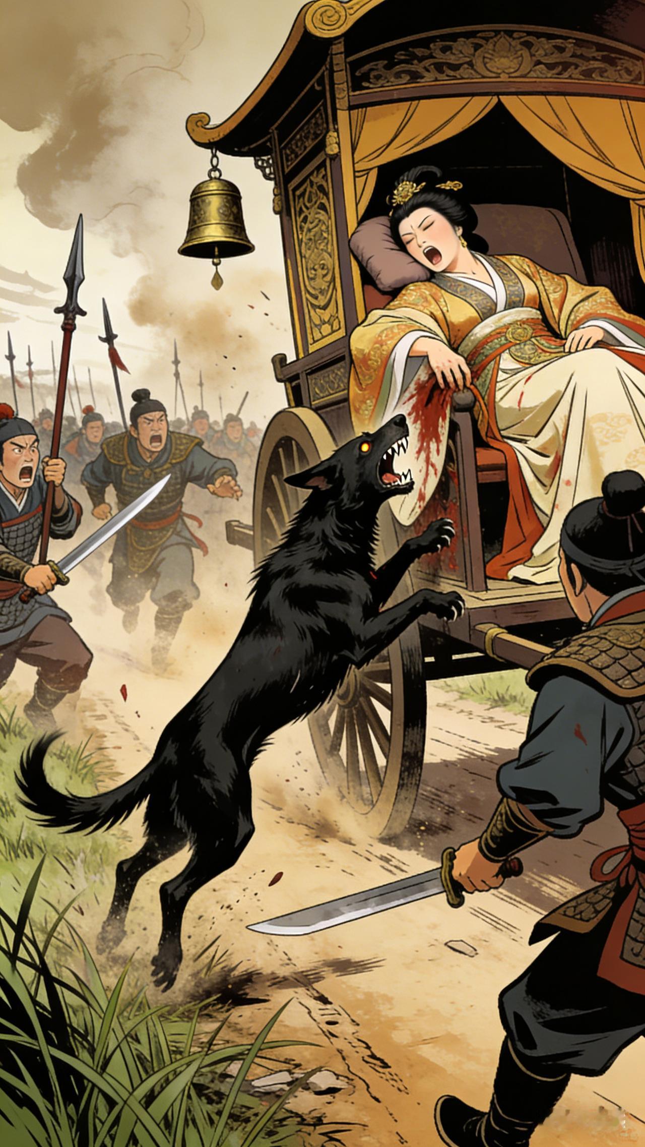 公元前180年，吕后外出祈福途中，被一只野狗咬伤！四个月后，纵横朝野的铁腕太后突