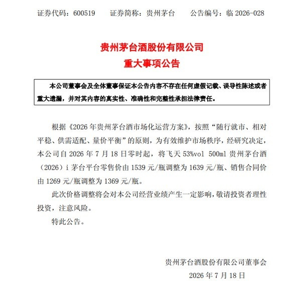 茅台涨价了