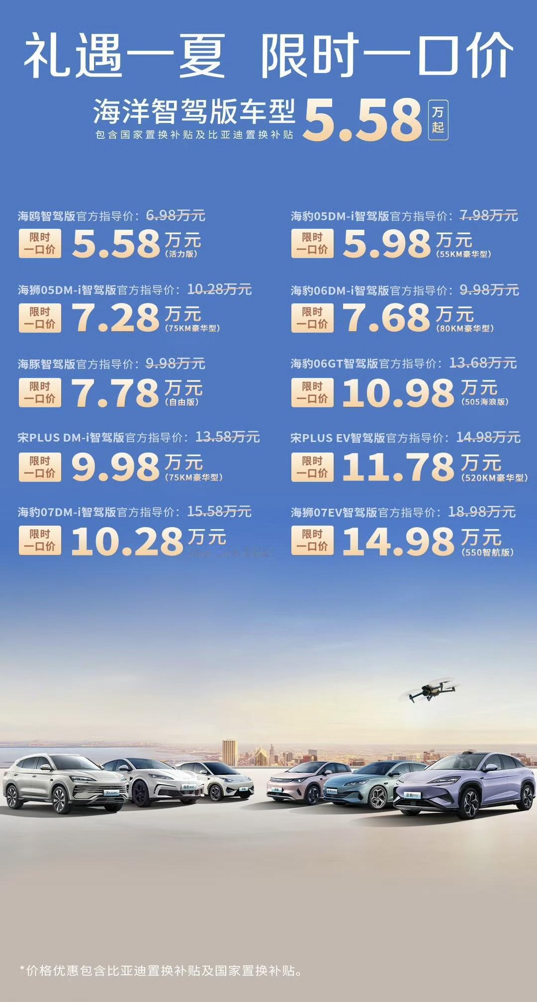 多款车型限时价！比亚迪海鸥智驾版低至5.58万元