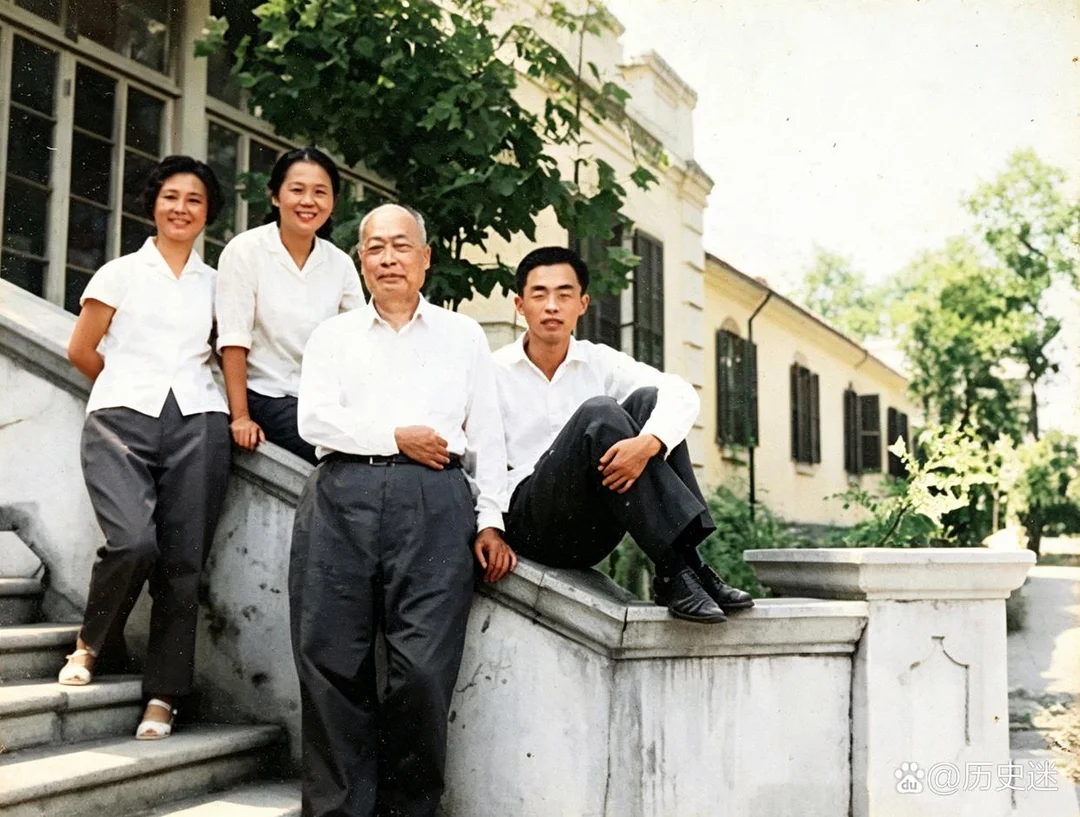 陈毅元帅一张令人难忘的家庭留影，1971年，在北戴河。照片从左至右：夫人张茜、女