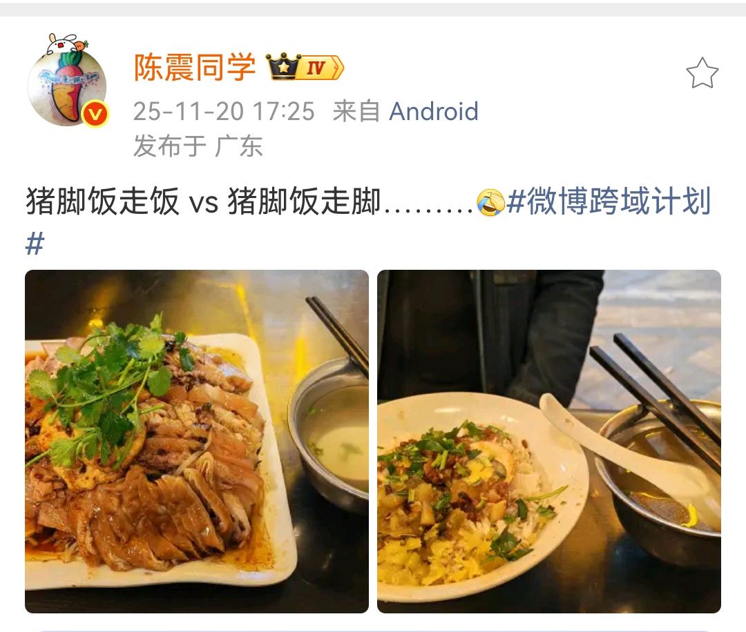 陈震：猪脚饭不要饭！猪脚饭不要饭，不知道大家吃不吃的习惯，反正震哥是吃的习惯
