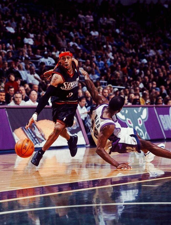 老照片组图，运球过人的艾弗森赛场照。我的观赛搭子​​​