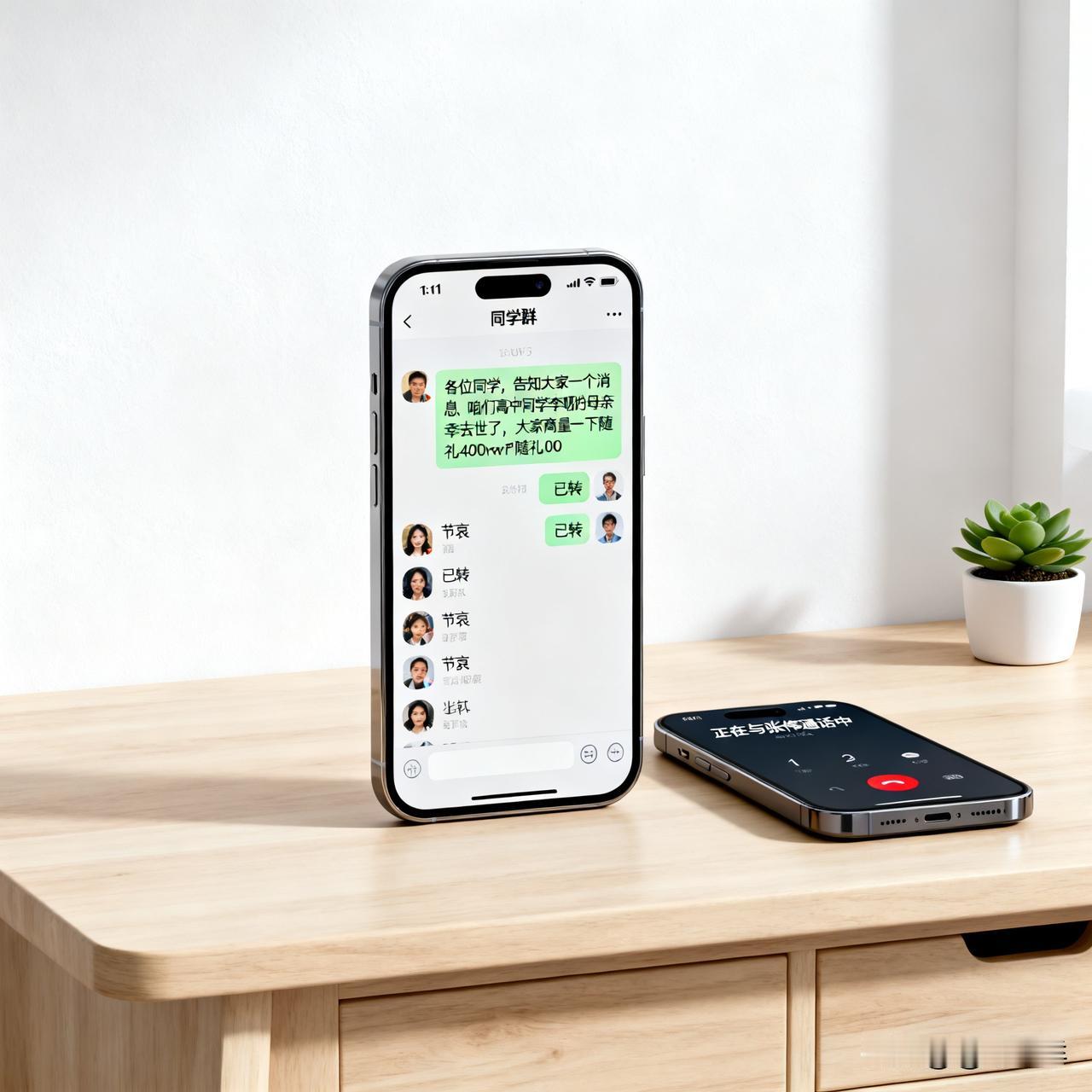 高中同学的母亲生病去世了，有个同学在同学群里面发信息，然后挨个打电话通知，提议每