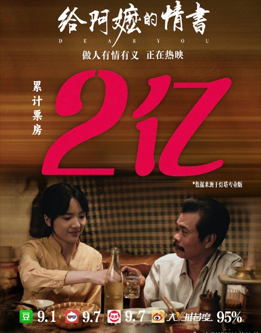 给阿嬷的情书微博长尾效应《给阿嬷的情书》豆瓣9.1、票房破2亿，狠狠打了"宣发