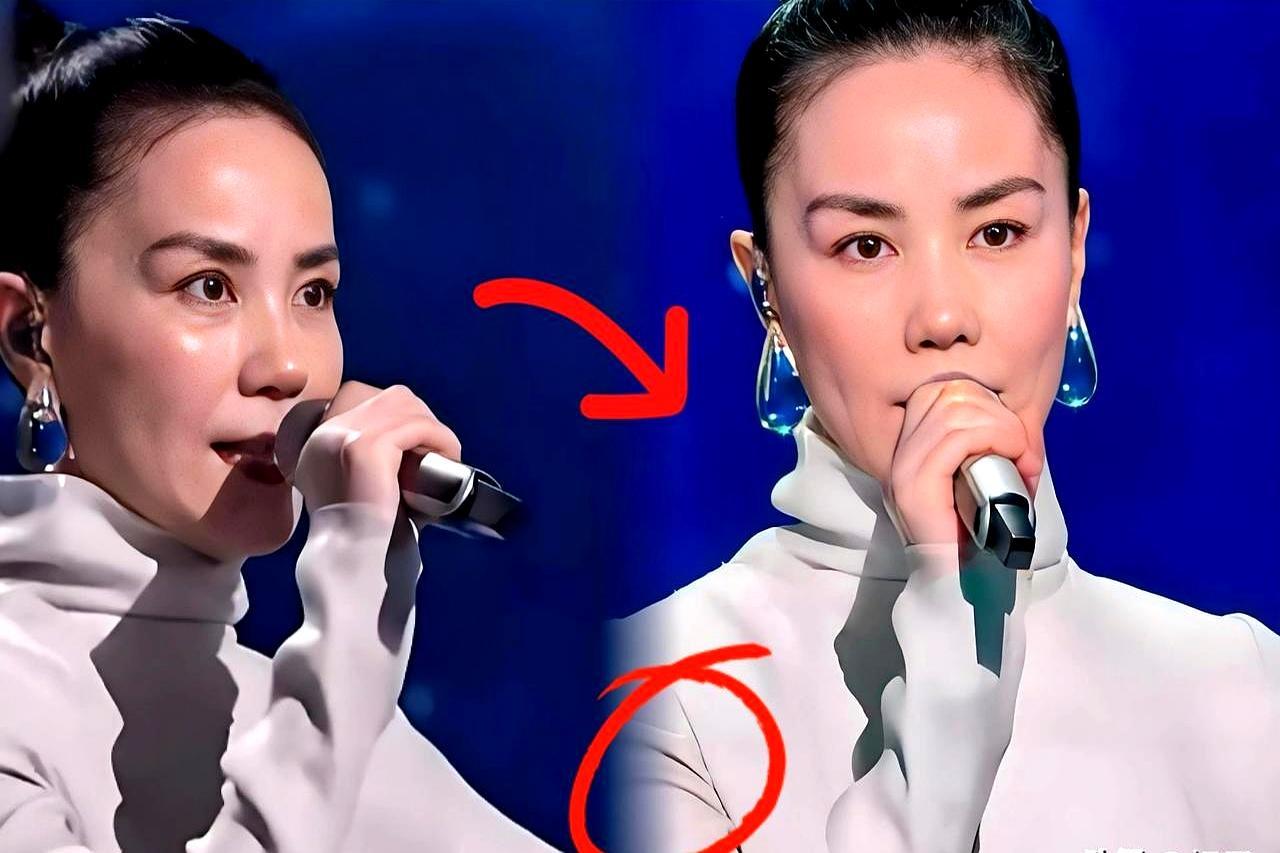 王菲春晚的眉毛，直接给我看傻了。两道银色钩子戳向太阳穴，化妆师是跟她有仇吗？