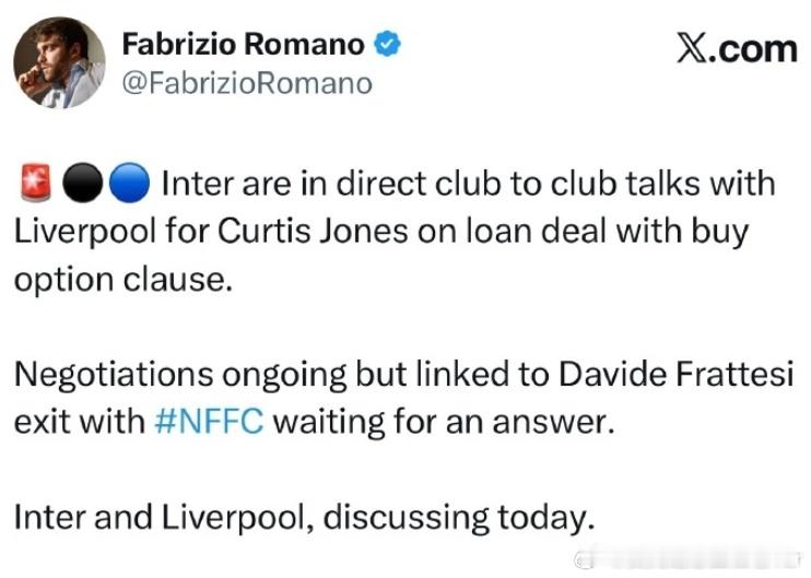 睡醒一觉人傻了罗马诺说国米在和我军直接谈租借琼斯，甚至还会包含买断条款？这™要是