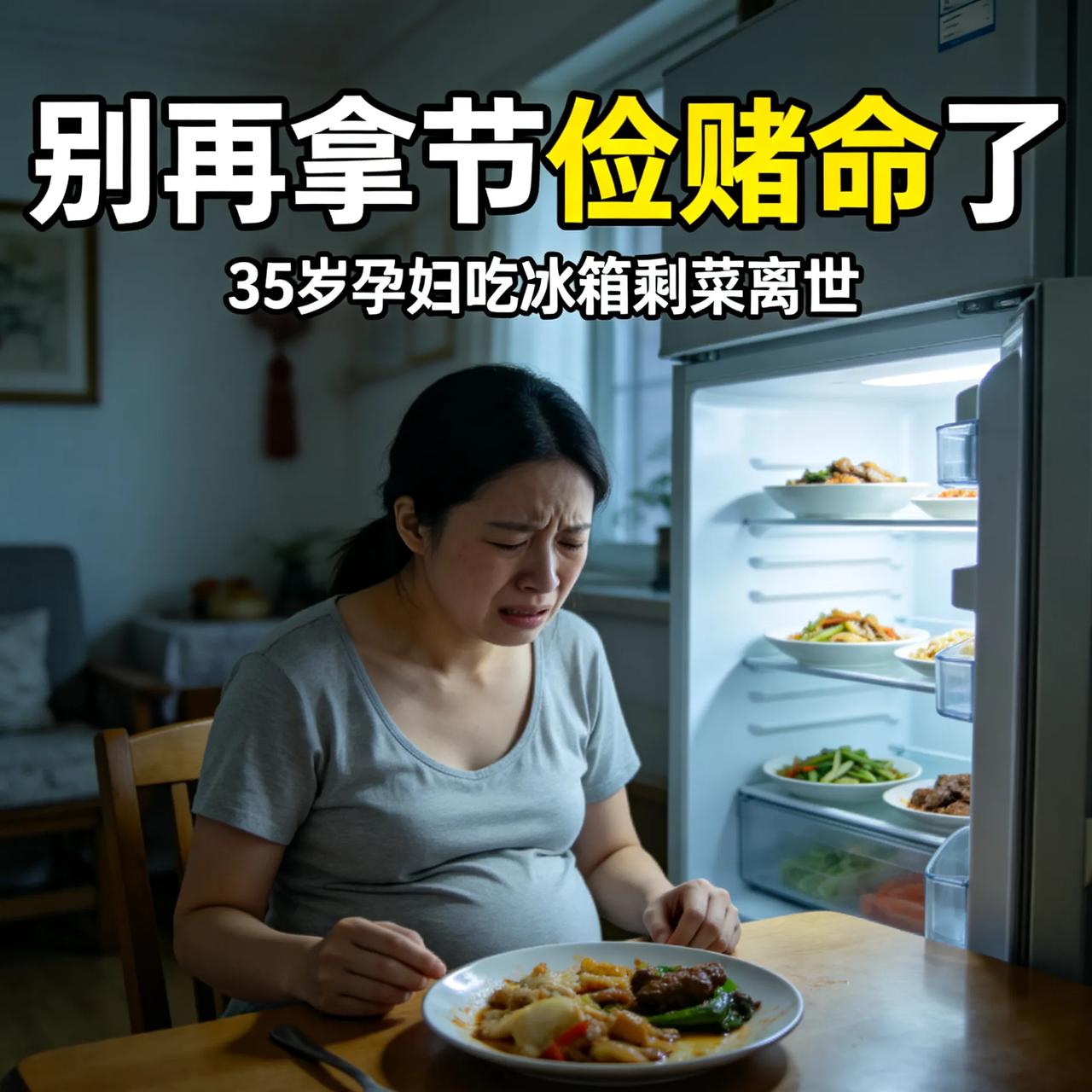 35岁孕妇吃冰箱剩菜离世，别再拿节俭赌命了看到这个新闻，心里特别难受。