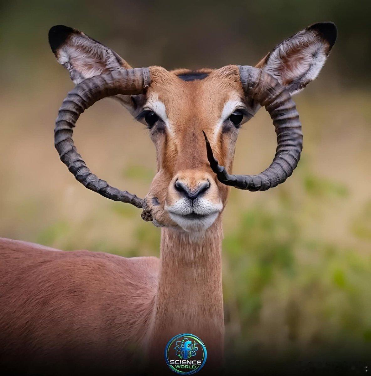 🐐你第一眼看到它时，可能只是觉得这头黑斑羚的眼神格外镇定，站在稀疏的灌木丛前