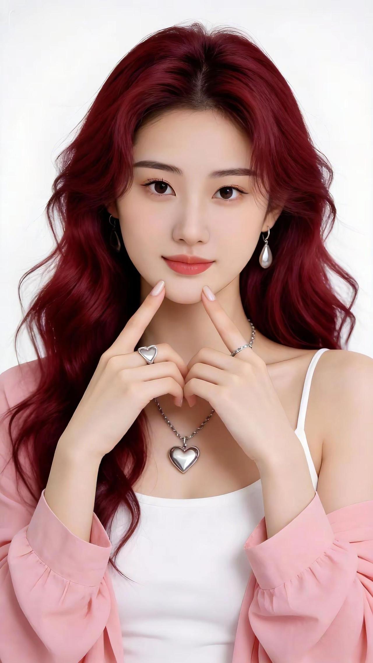 谁能拒绝酒红色卷发的心动暴击？评论区说说你被哪个细节戳中了～高颜值美女酒红色发