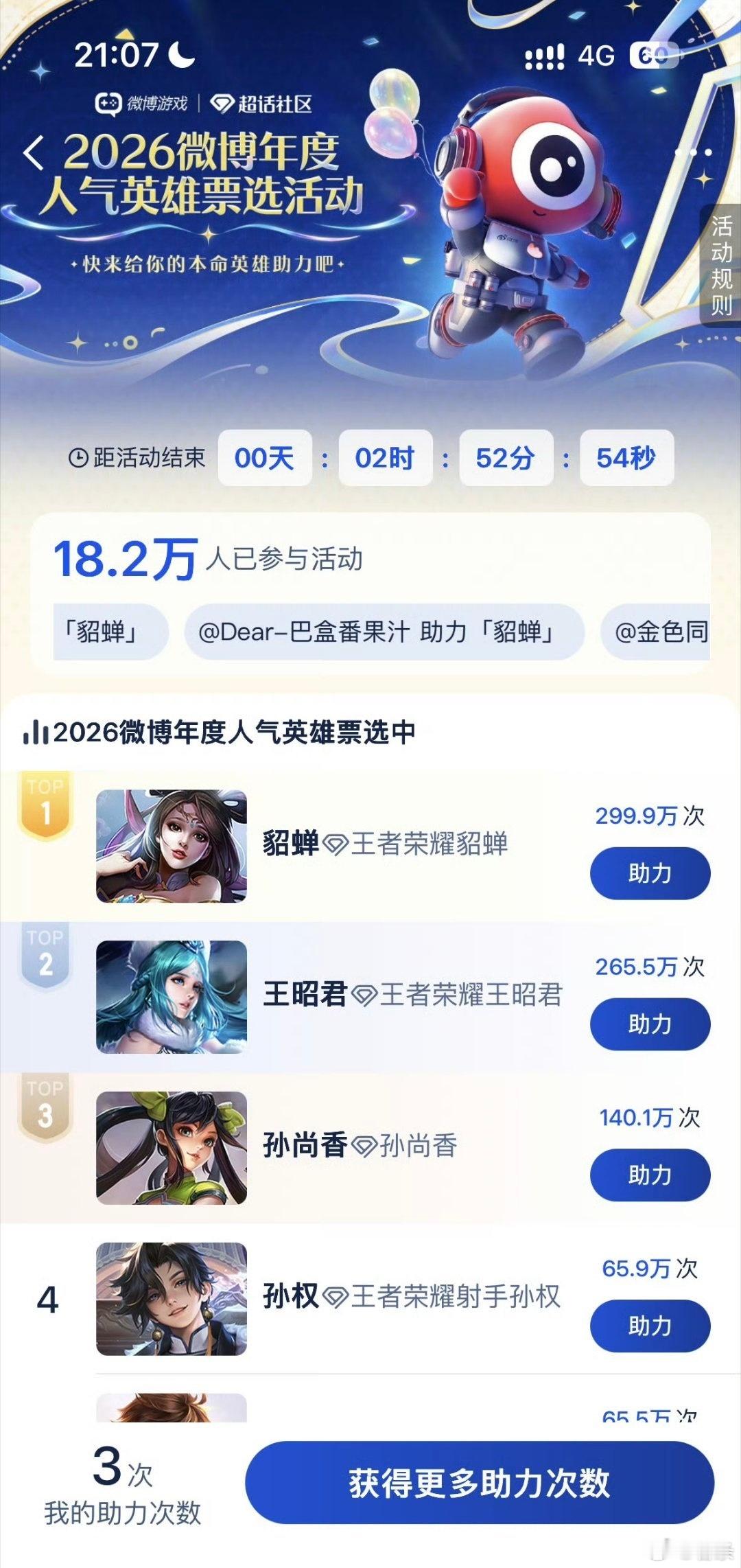 王者荣耀王昭君首位年度票选破100万英雄一起来看看王昭君首位年度票选破100万英雄超话创作官薯条的红