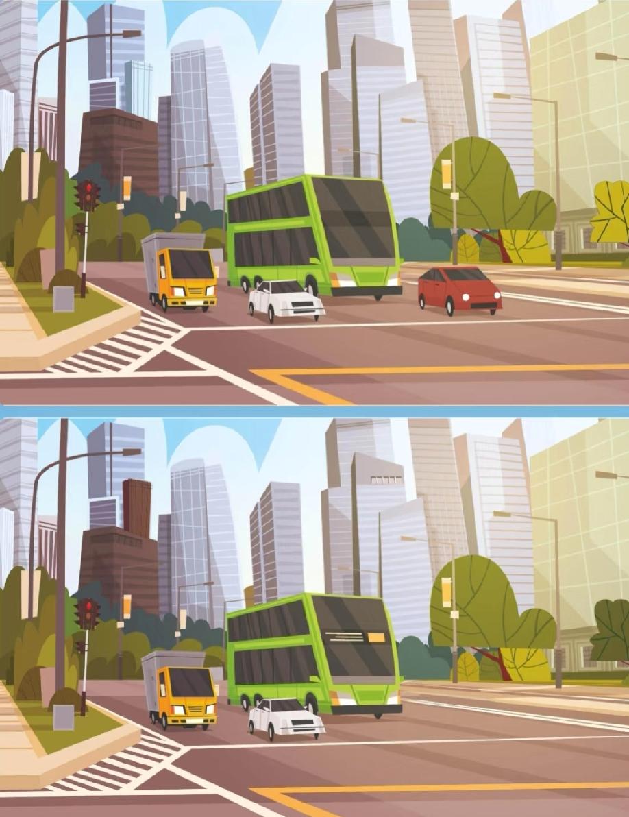 这城市道路找不同太坑了！2张图藏3处差异，我瞪了8分钟只找着1处，你能全揪出？