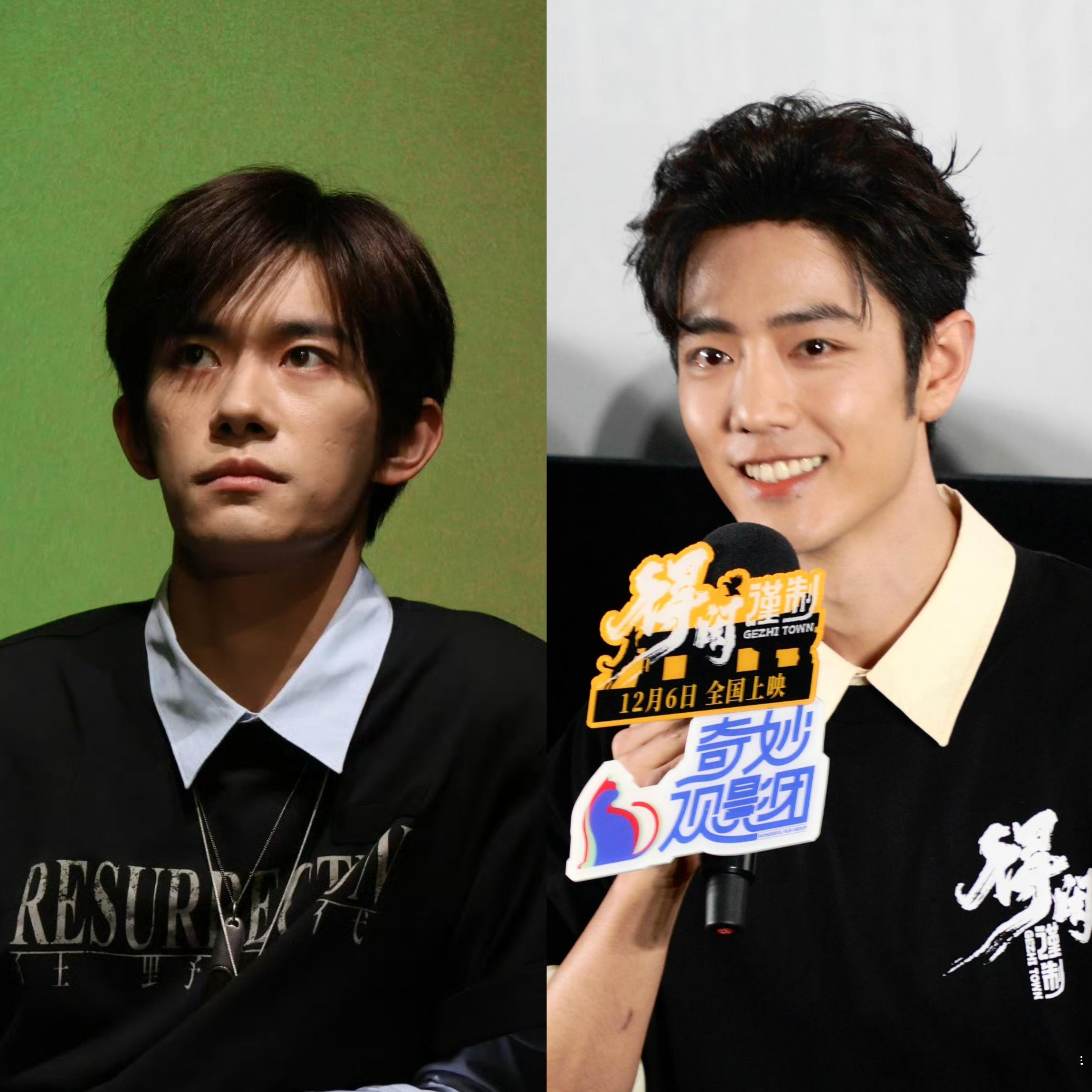 易烊千玺和肖战路演生图。这次电影同期上映，《得闲谨制》票房现在2.7亿（正在热映