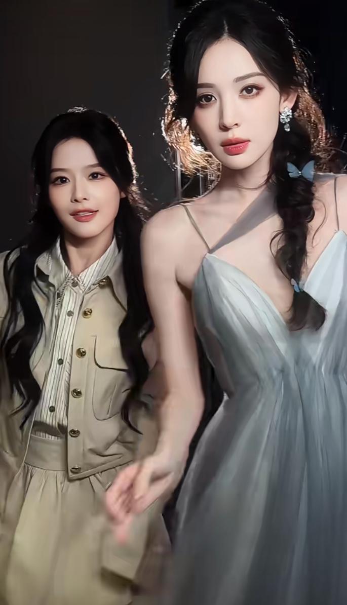 余茵和娜扎同框，这对比太惨烈了身高比娜扎矮了一头，头却大了一圈，至于什么皮肤