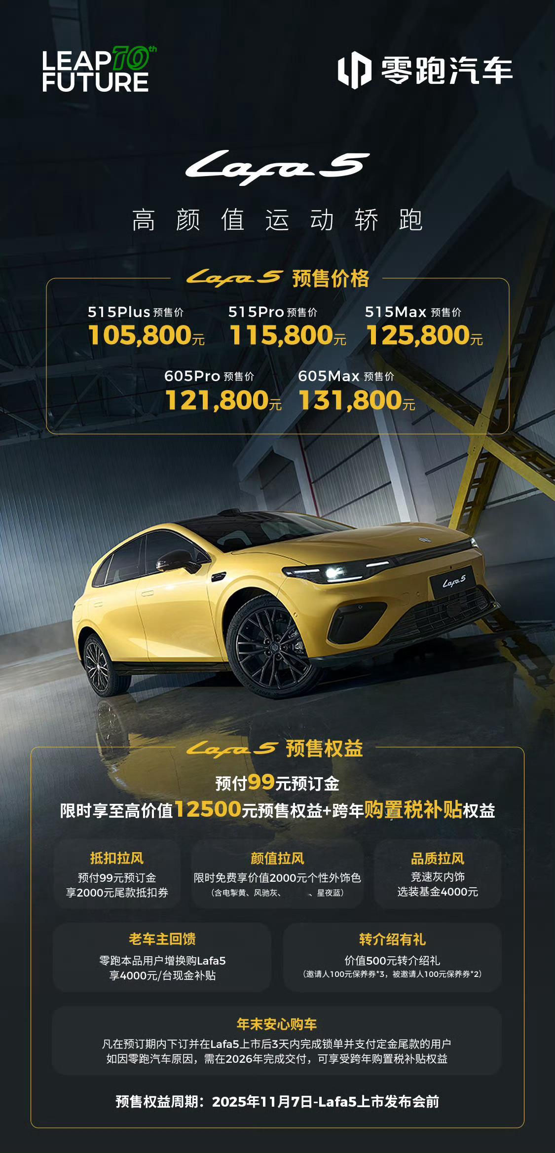 零跑Lafa5预售价出炉，10.58万-13.18万元，总有一种感觉，正式发布