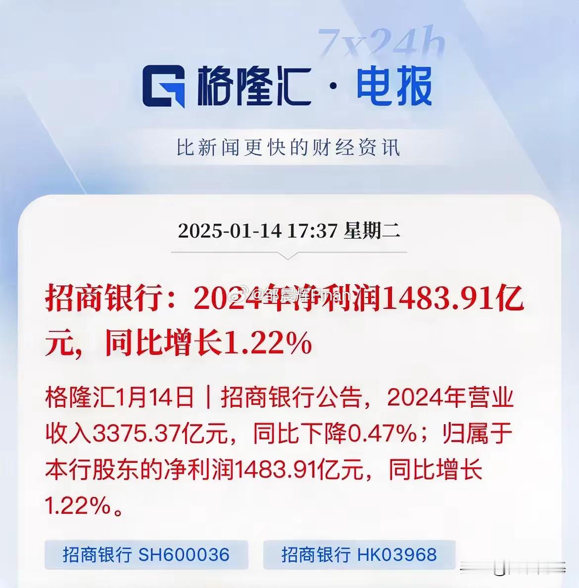 银行躺賺啊，百分之50净利率了？招商银行去年收入3300亿，赚1483亿，几乎5