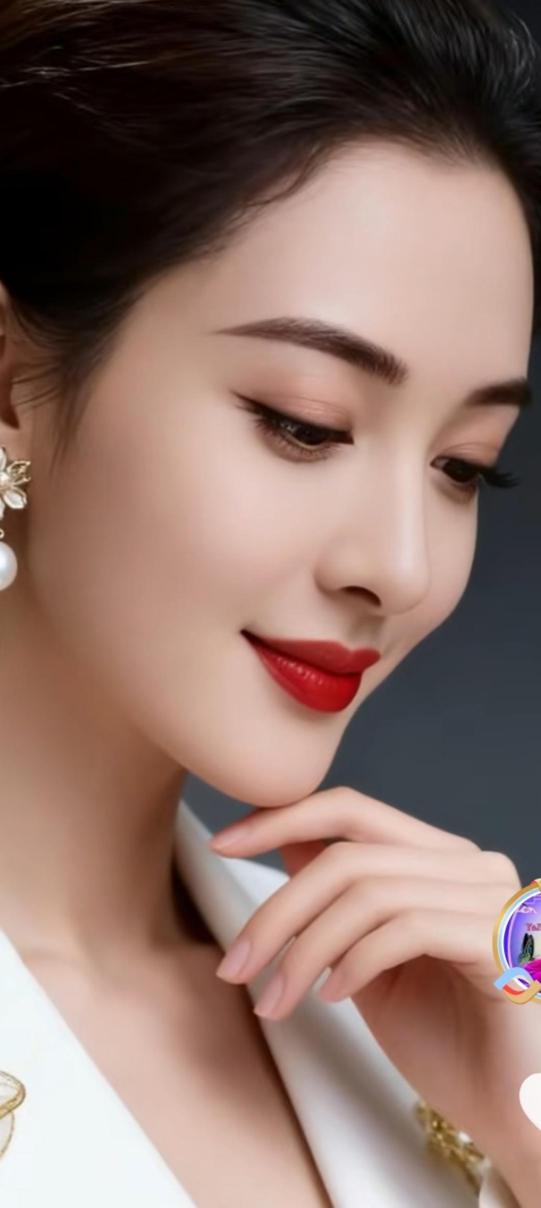 优雅红唇，精致妆容，气质优雅，尽显女性魅力！