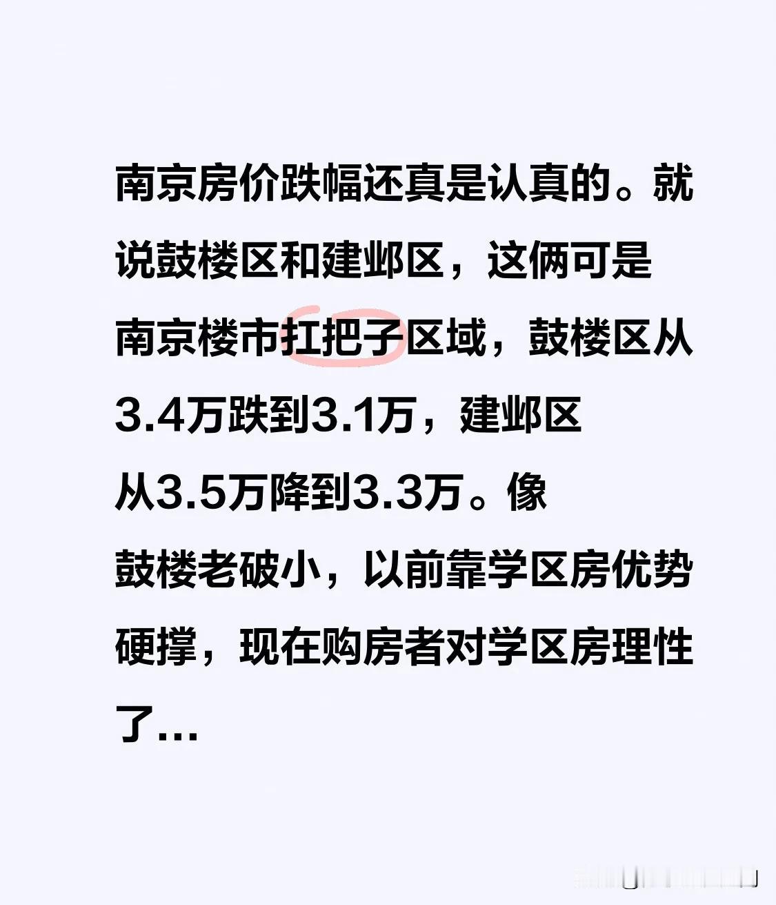 南京房价跌幅还真是认真的。就说鼓楼区和建邺区,这俩可是南京楼市扛把子区域,鼓楼区