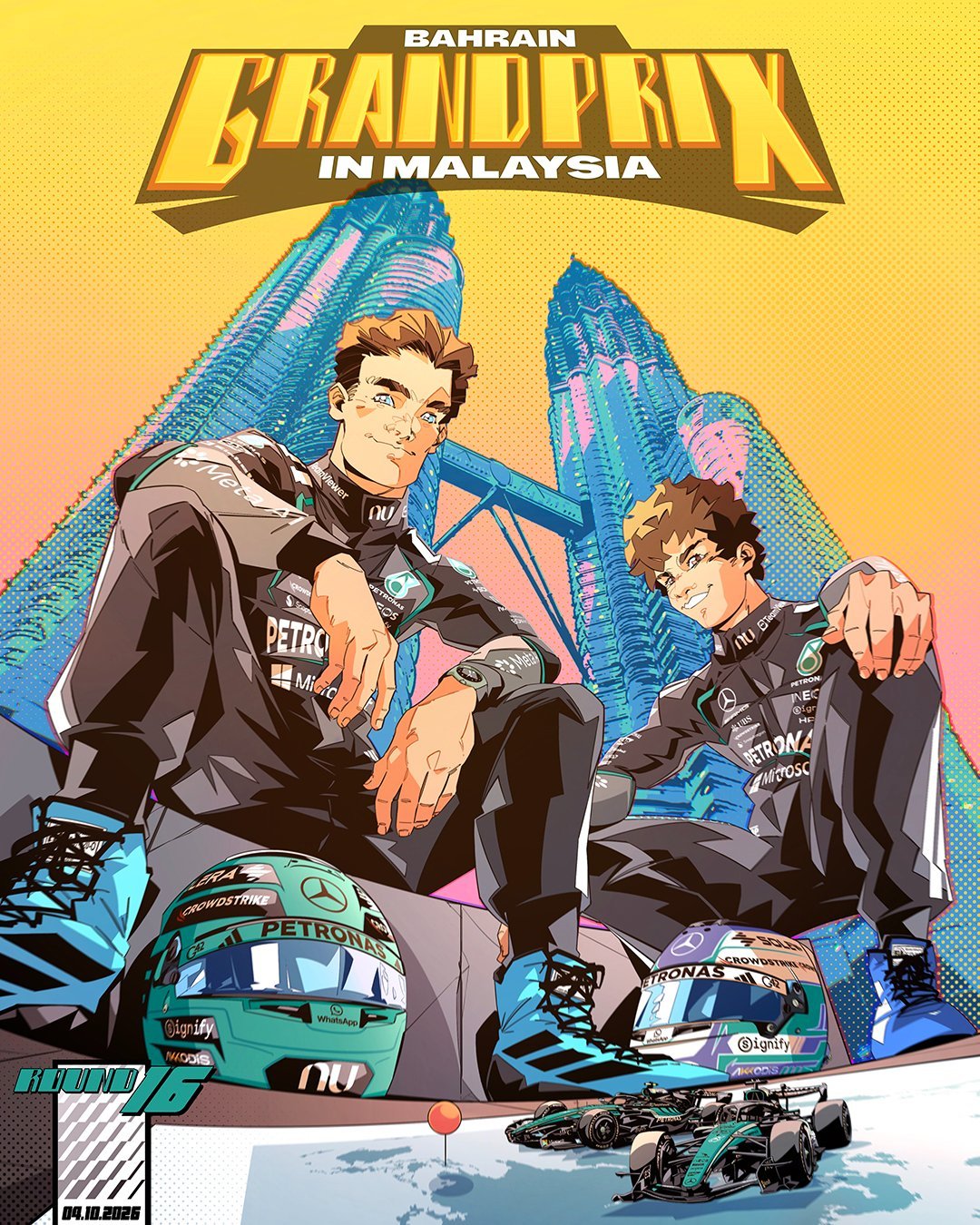 梅赛德斯车队和法拉利车队～本周F1巴林🇧🇭大奖赛马来西亚🇲🇾站的官方海报