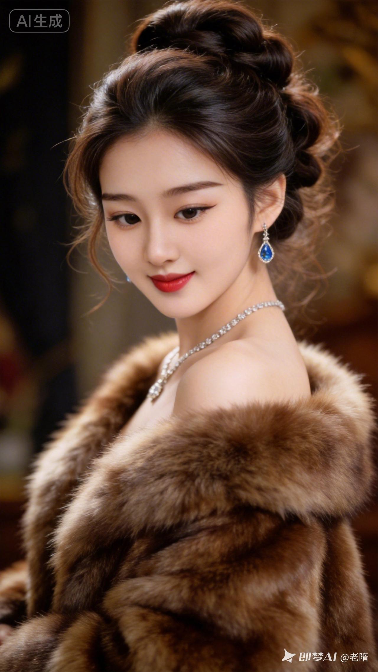 佳人清丽脱俗，明眸清澈亮泽，柳眉弯弯，长睫轻颤，琼鼻挺翘，樱唇如玫瑰娇艳。肌肤莹