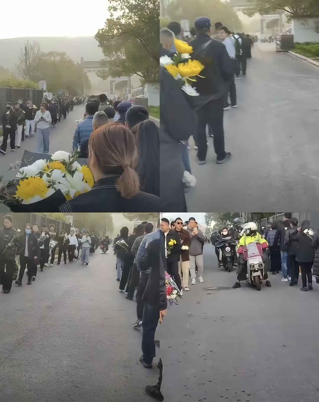 苏州凌晨四点，羽绒服裹着冷风排队；殡仪馆外临时祭拜点摆满白菊；大学同学蹲在路边吃