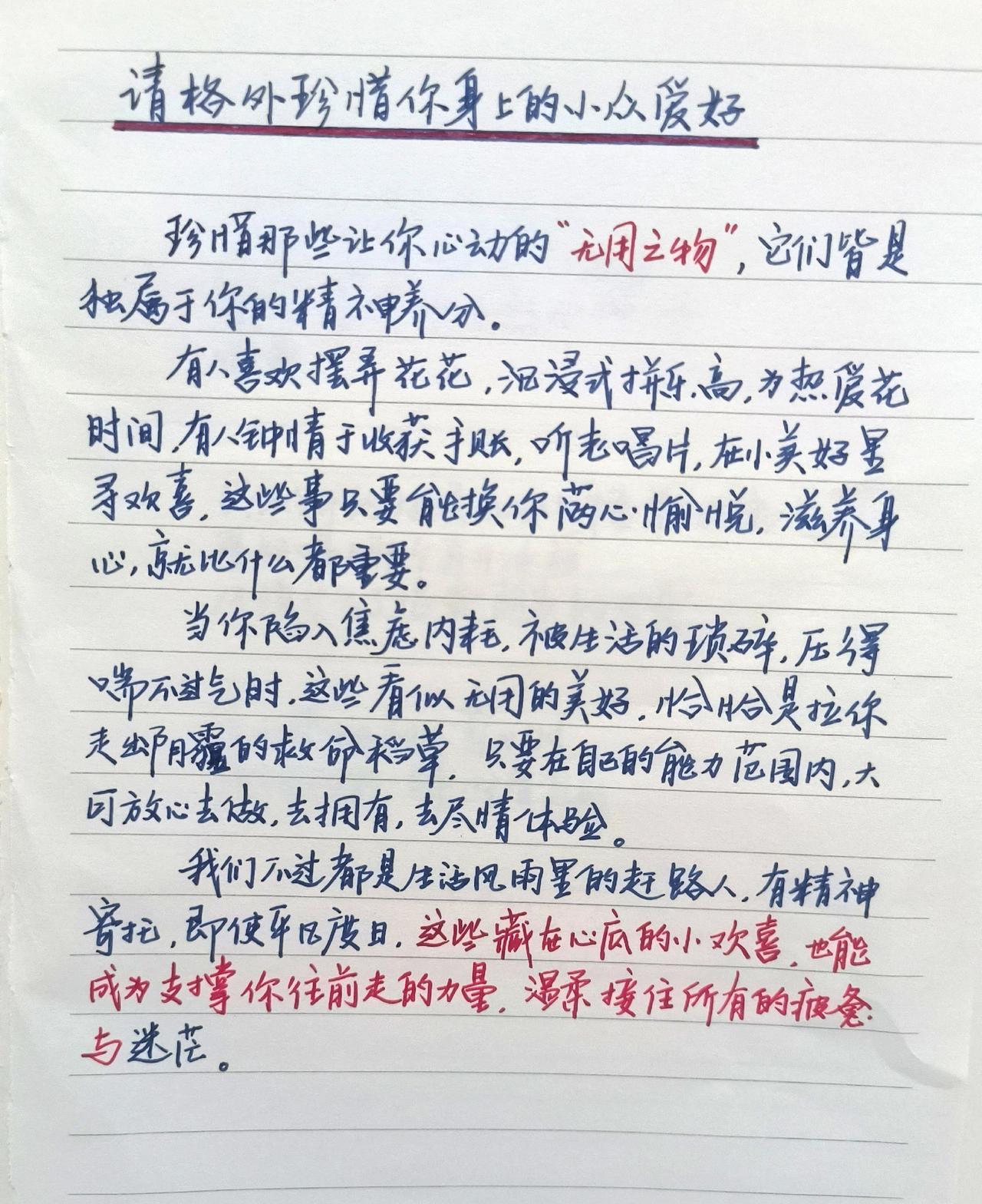 手写文字每日手抄摘抄手写心得笔记小众爱好