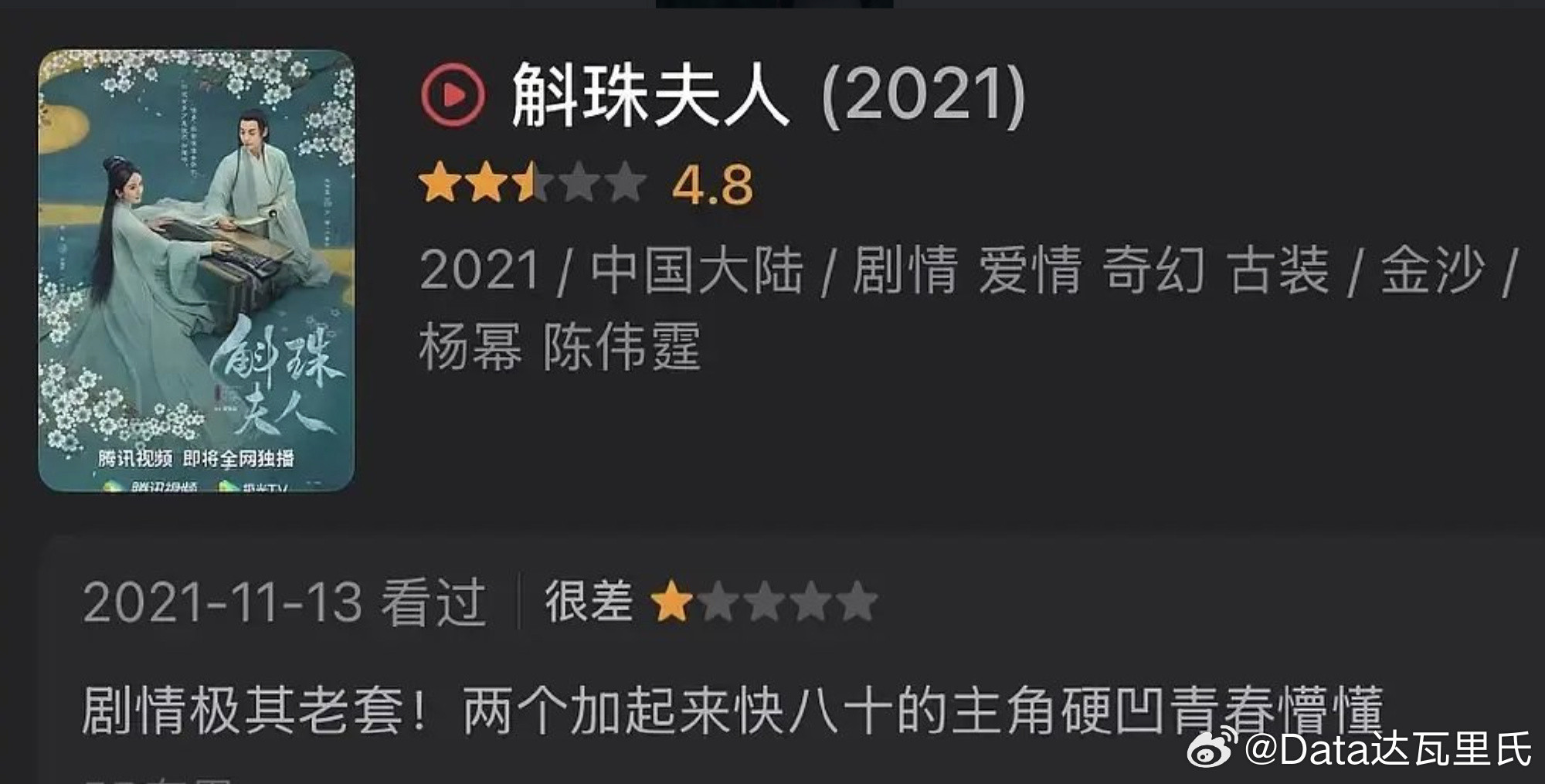 逐玉编剧豆瓣打分哈哈哈哈其实她的吐槽没问题，毕竟是主观的谁都可以有看法～坏就坏