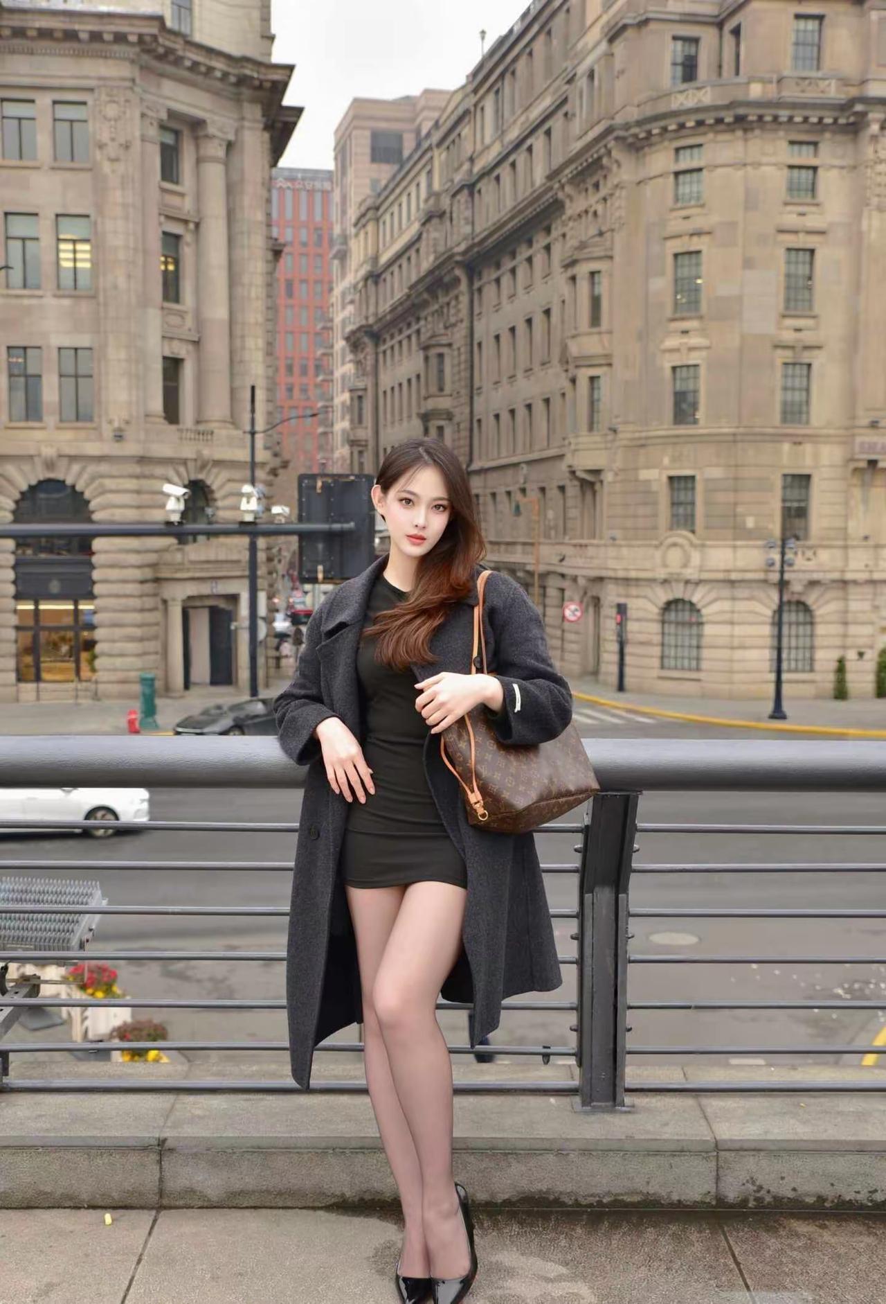 十里洋场，黑丝高跟，长发短裙黑丝高跟御姐风