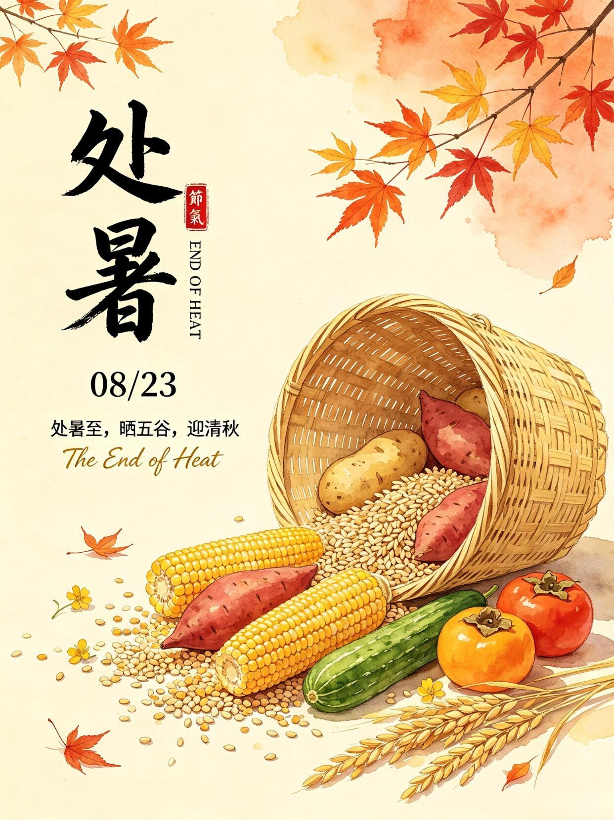 2026处暑如约而至，暑气慢慢退场，袅袅秋风缓缓而来🌬️。告别盛夏的燥热，迎来