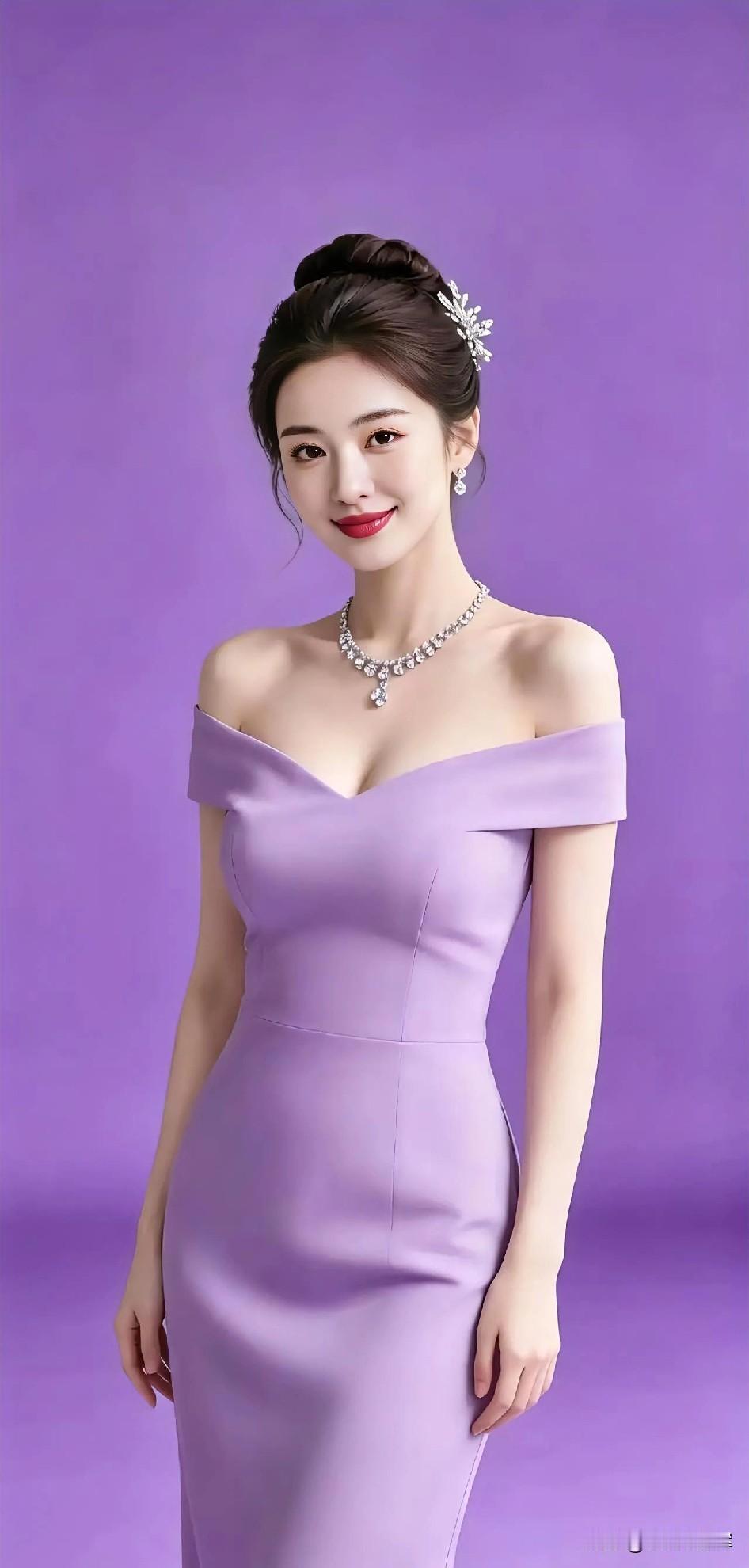 紫裙曳雅，珠光映笑，温柔入画。