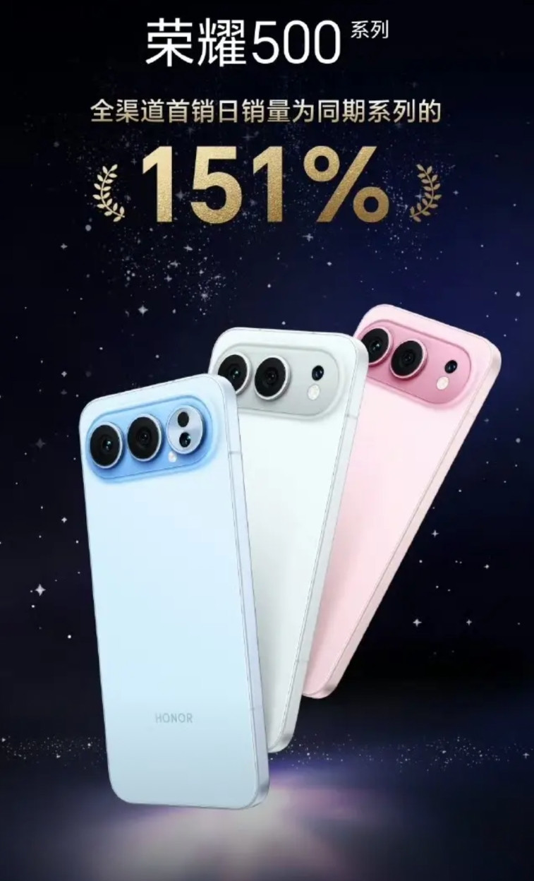 荣耀500系列首销卖的还不错，这也是今年少有的敢公布销量成绩的手机厂商[赞]（其