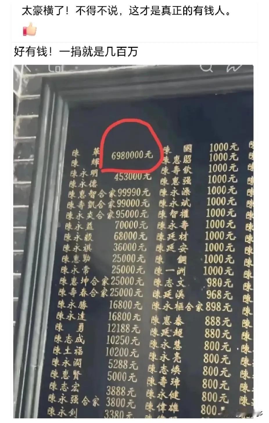 不得不说，这种捐款也是代表在家族的地位！