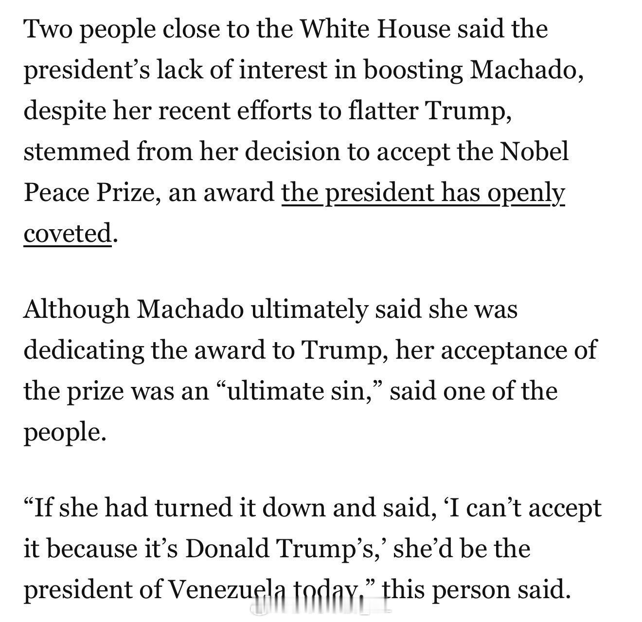 《华盛顿邮报》的消息称，特朗普目前不支持委内瑞拉极右翼反对派领导人马查多上台，是