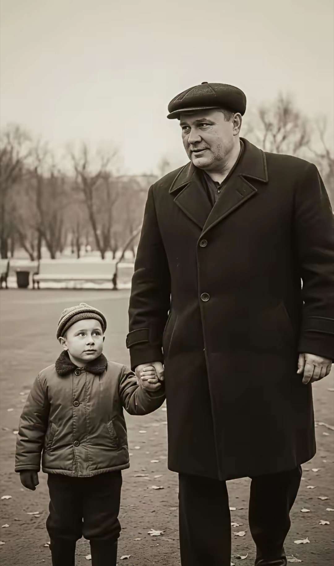 童年时的普京和父亲合影。