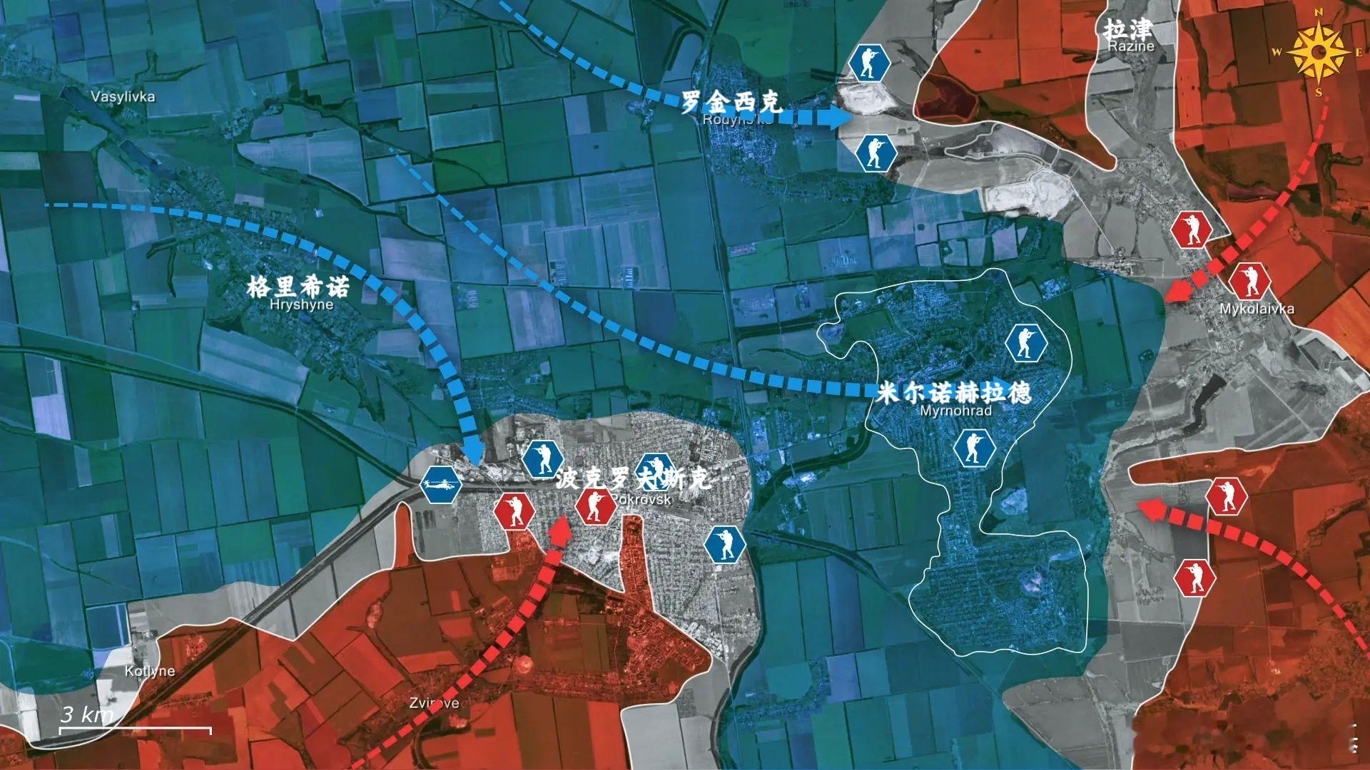 今日最唐战报，全是蓝箭头~黑鹰立大功！“乌克兰特种部队乘坐直升机直接突袭波克罗夫