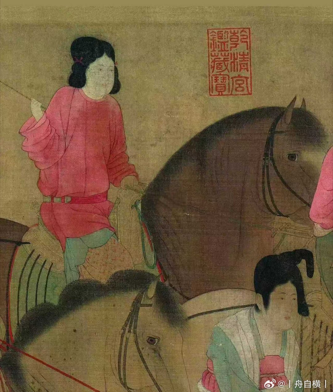 没人知道哪个是杨玉环她三姐《虢国夫人游春图》是唐代画家张萱的传世名作，现存宋代摹