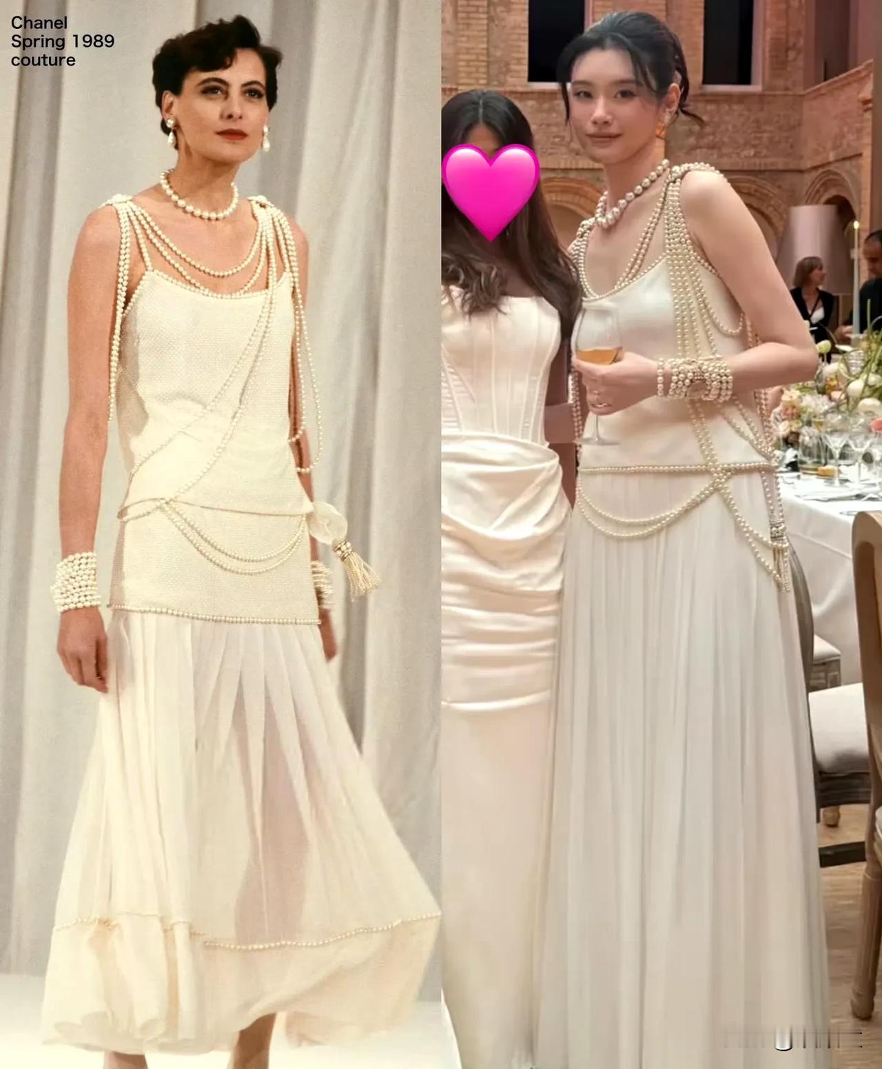 奚梦瑶输在哪里？奚梦瑶身穿香奈儿古董高定裙出席晚宴，可与模特相比，奚梦瑶逊色很