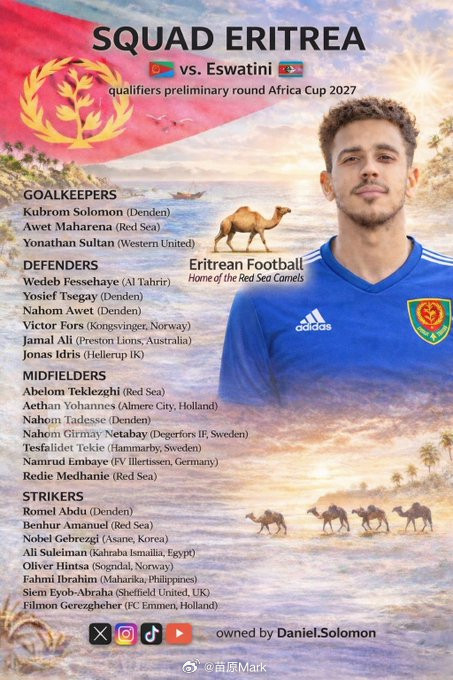 全球归化全球入籍厄立特里亚这周踢斯威士兰，同时为了备战未来的非洲杯和世预赛，他