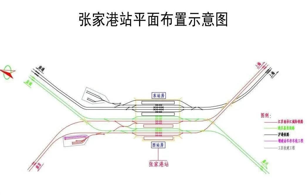 在张家港站，通苏嘉甬高铁与沪宁沿江高铁共用站台。可网络流传南京至宁波方向可以跨