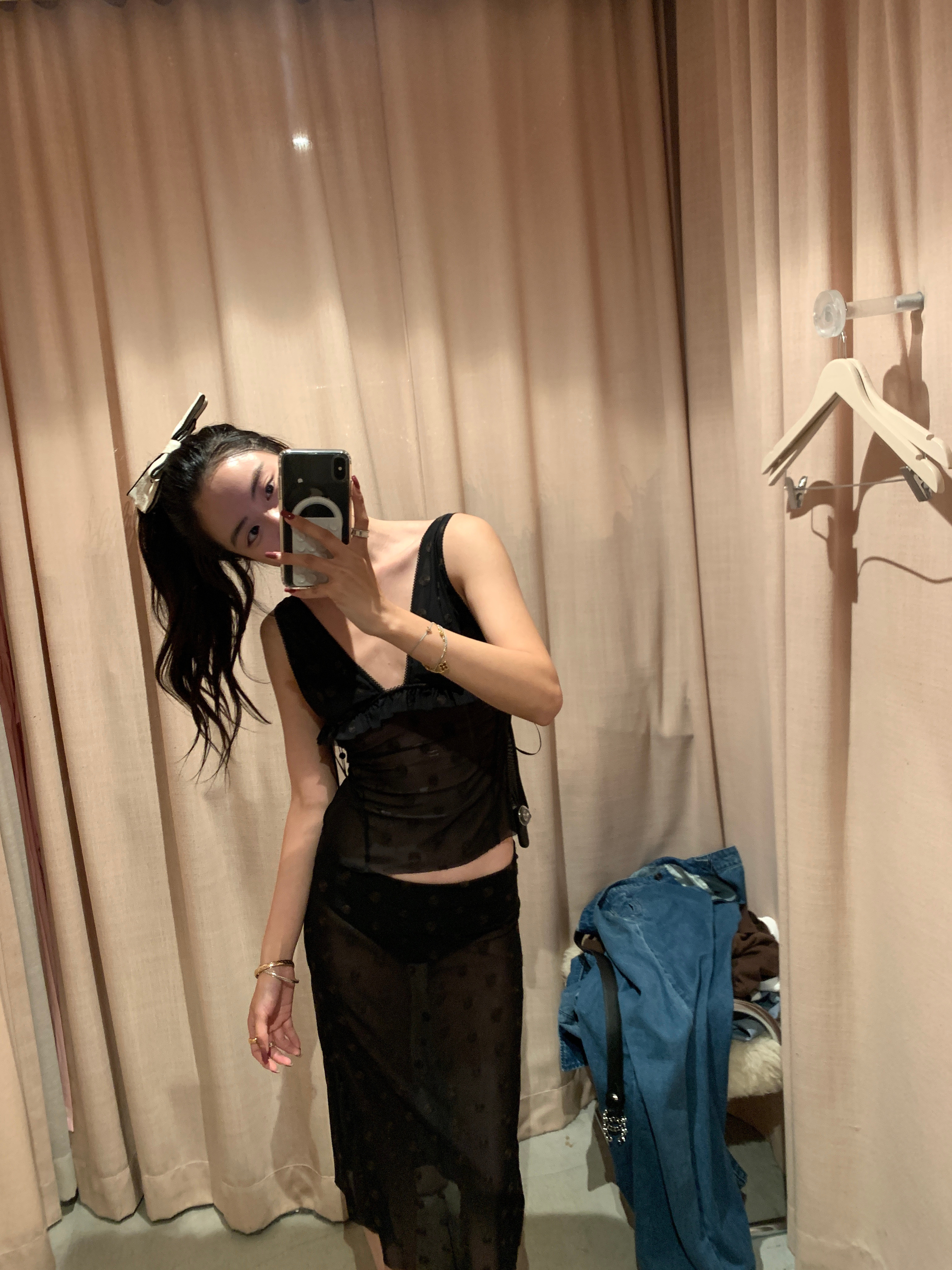 买了套shaoshao的套装这个裤子是他自带的连着的好喜欢波点​​​
