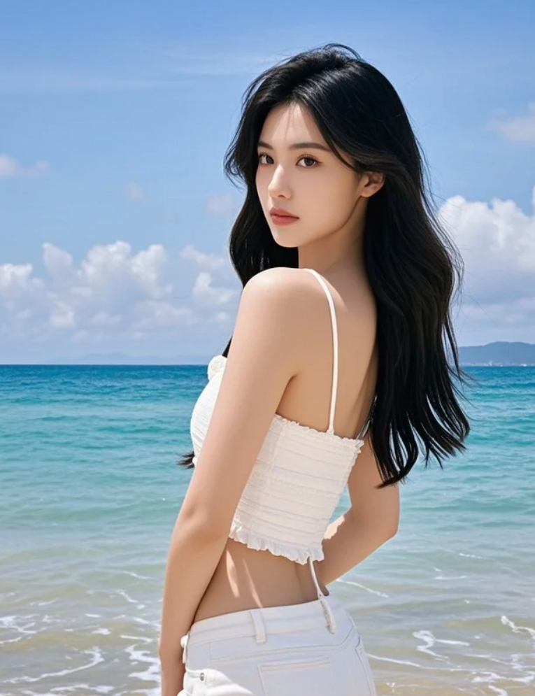 暮色海畔，她剪影美得令人窒息