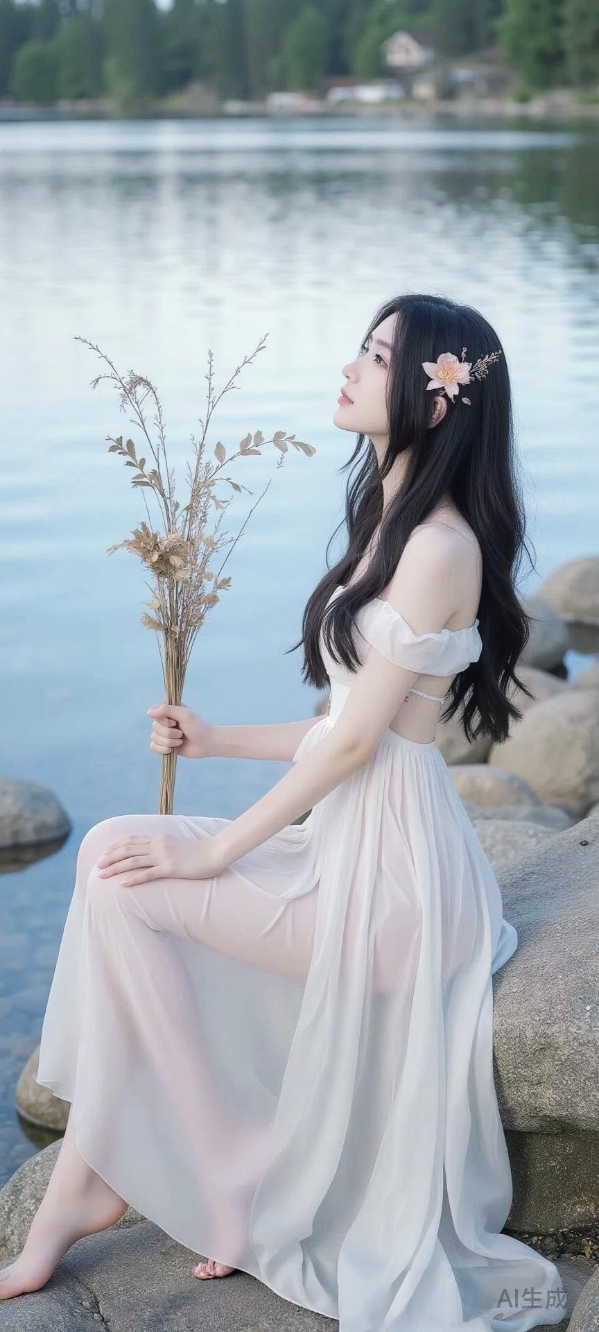 湖畔静坐，花枝相伴，岁月静好。40岁以上女性的ol风，如何穿搭你认为一个人最可