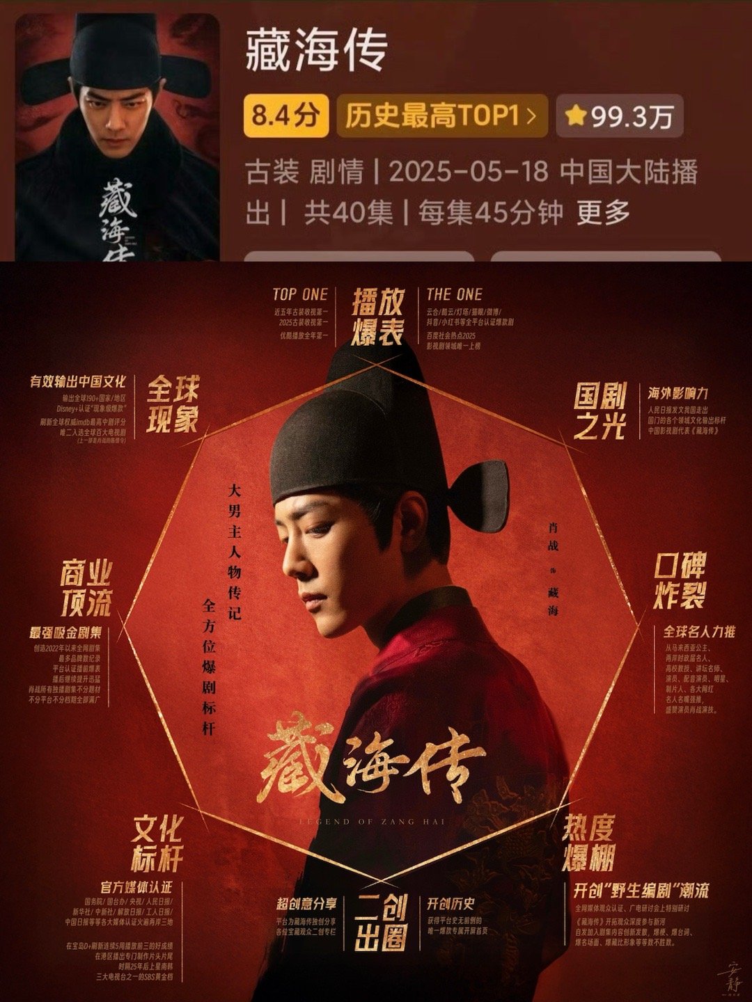 我靠！！！·抖🎵《藏海传》有近百万人打分，获超高8.4分[墨镜]·2025年全平