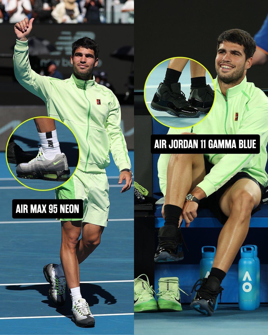 阿卡在本届澳网夺冠，赞助商也赢麻了，尤其是每场比赛后，阿卡接收现场采访时换的球鞋