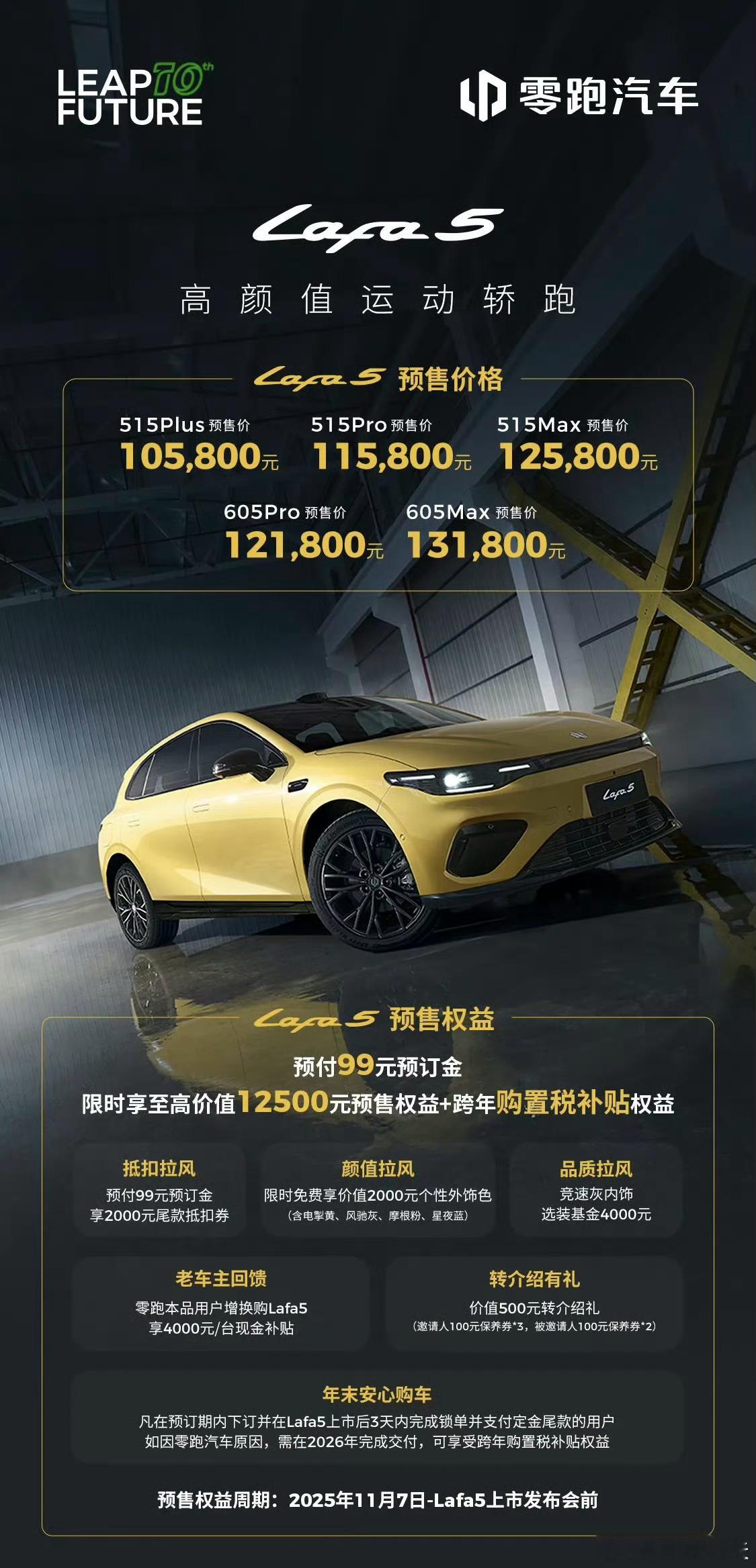 Lafa5预售价公布了，5个版型，价格是：-515Plus10.58万-