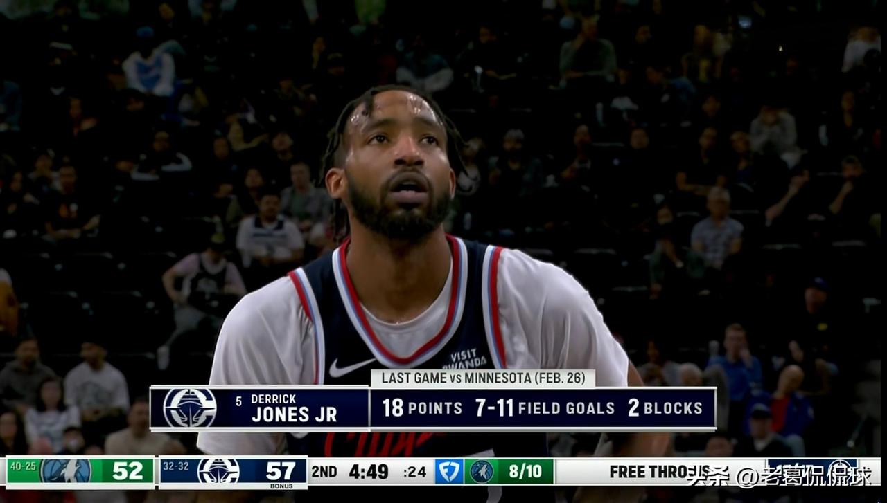 快船大将小琼斯的强度能力真是太强了！在今天快船主场以153：128轻取森林狼的比