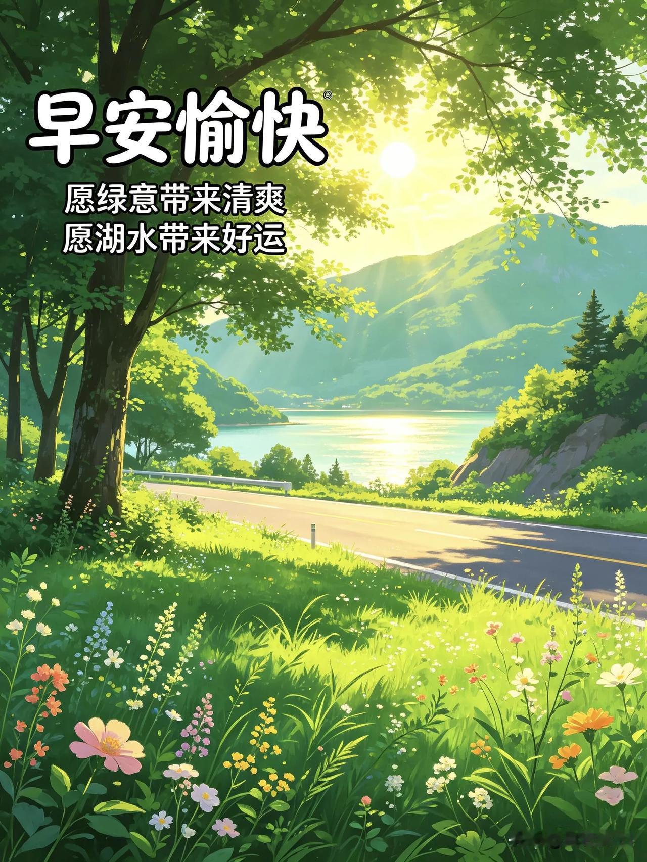 满目青绿，晨光正好，愿清爽相伴，好运常在，早安愉快！