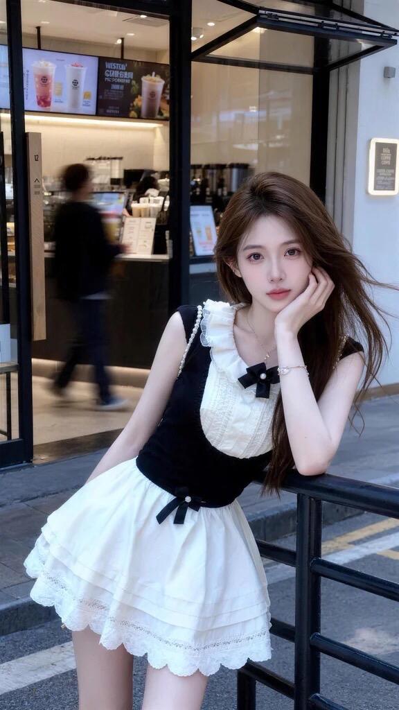 y甜甜的小裙裙甜妹小白裙街头甜心风