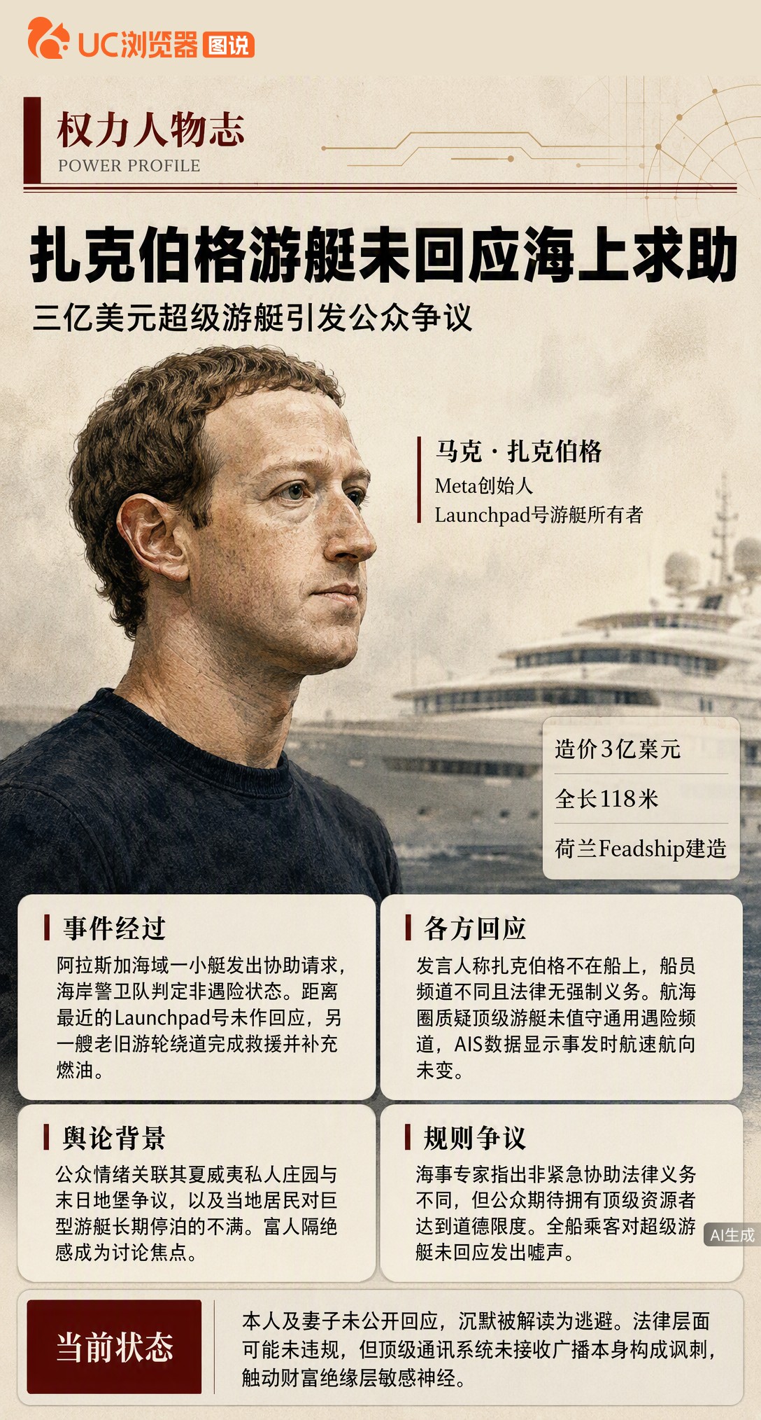 扎克伯格3亿美元游艇未回应小艇求助，发言人称非遇险且频道不同。但海事公约要求全天候值守通用频道，顶级
