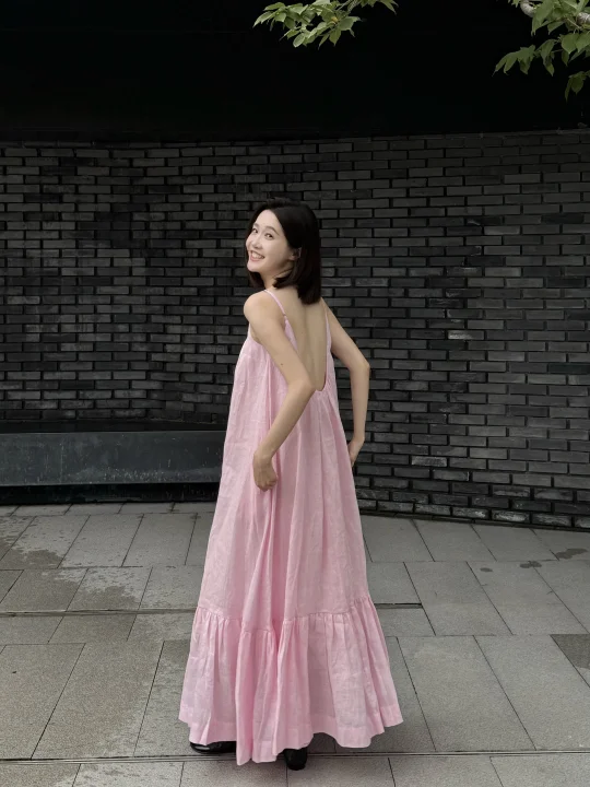 OOTD 今天穿的的粉色长裙